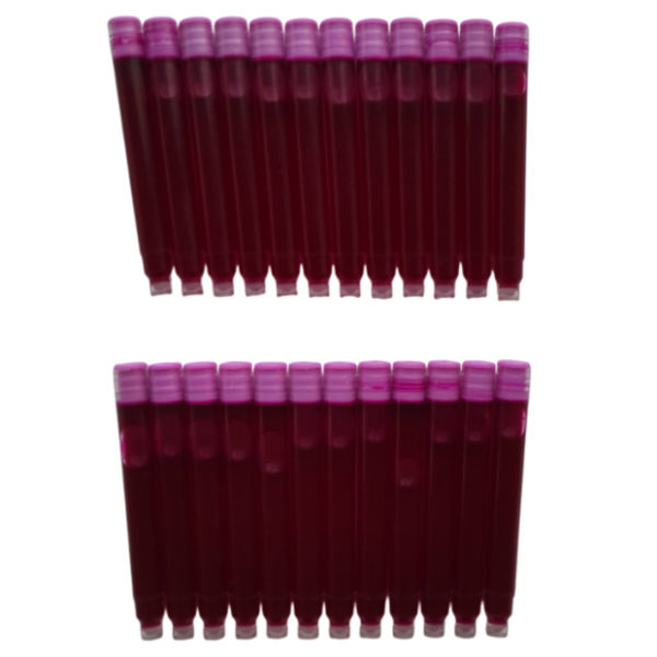 Pack de 24 cartouches d’encre fines roses pour stylos plume Wenliang