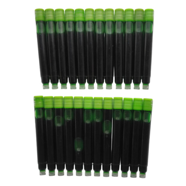 Pack de 24 cartouches d’encre fines vertes pour stylos plume Wenliang